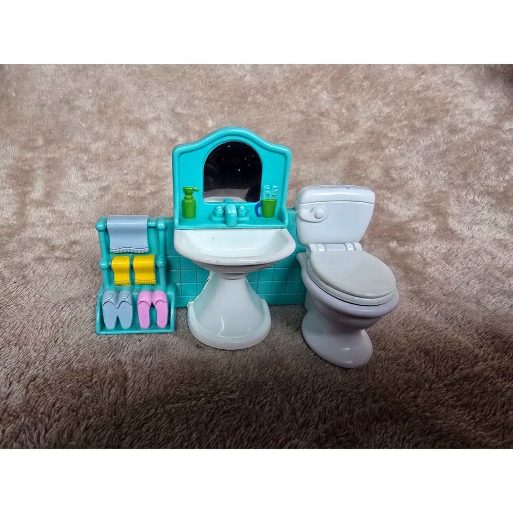 Vintage Keenway Dollhouse Bathroom Furniture Set Sink Toilet Mirror